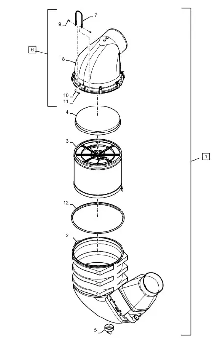87443705 - Корпус в сб. (87368008 + 87443715) фильтра возд. ДВС TJ530,T9060/STX530,535